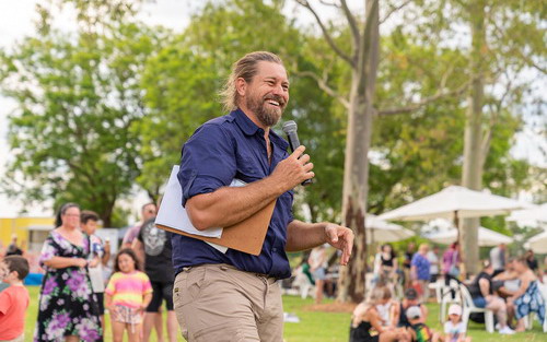 Farmer Dave with mic